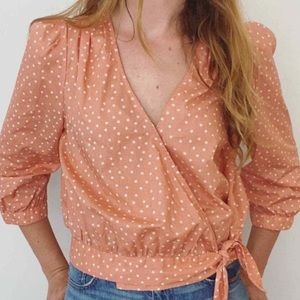 Light pink tie waste Madewell blouse
